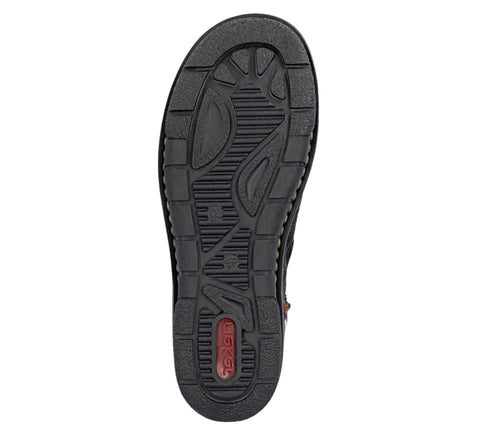 Ghete casual, dama, RIEKER, 73343-00 negru, piele ecologica